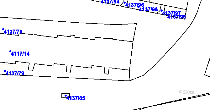 Parcela st. 4117/19 v KÚ Modřany, Katastrální mapa