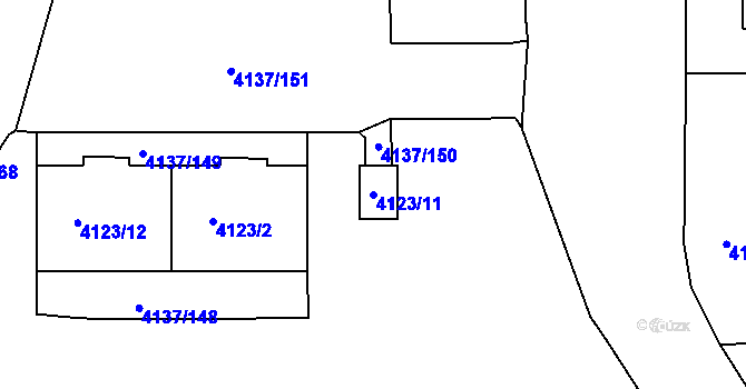 Parcela st. 4123/11 v KÚ Modřany, Katastrální mapa