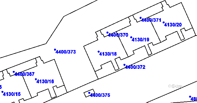 Parcela st. 4130/18 v KÚ Modřany, Katastrální mapa