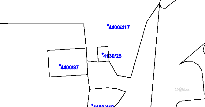 Parcela st. 4130/25 v KÚ Modřany, Katastrální mapa