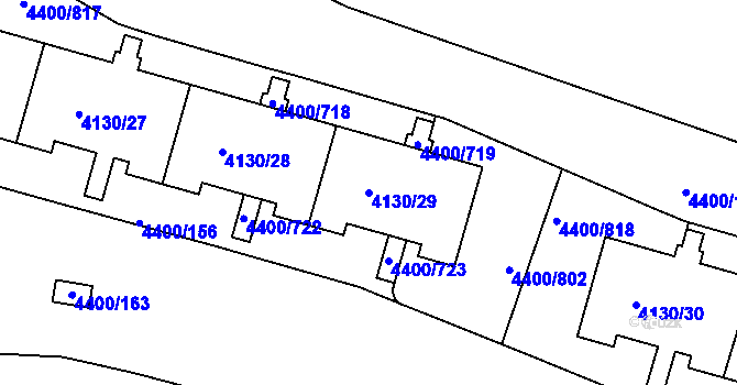 Parcela st. 4130/29 v KÚ Modřany, Katastrální mapa