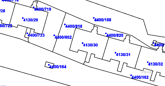 Parcela st. 4130/30 v KÚ Modřany, Katastrální mapa
