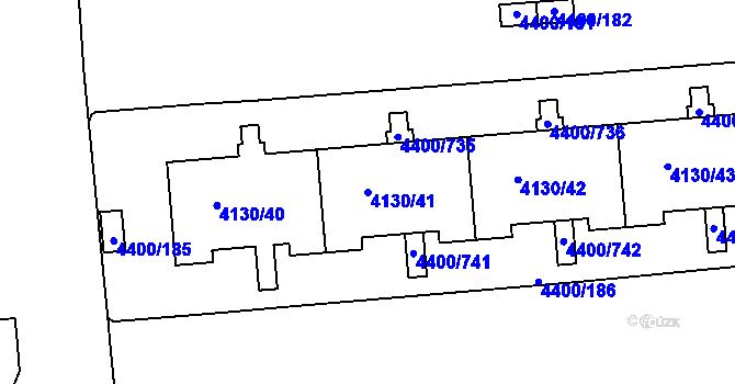 Parcela st. 4130/41 v KÚ Modřany, Katastrální mapa