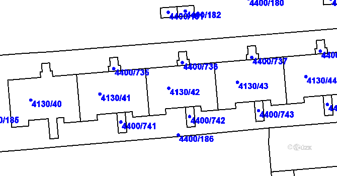 Parcela st. 4130/42 v KÚ Modřany, Katastrální mapa