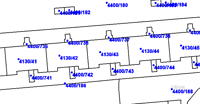Parcela st. 4130/43 v KÚ Modřany, Katastrální mapa
