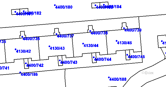 Parcela st. 4130/44 v KÚ Modřany, Katastrální mapa