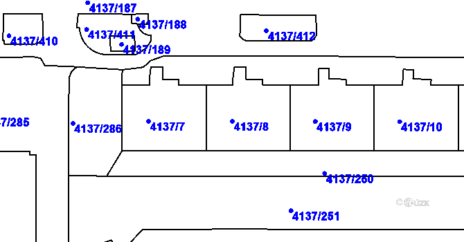 Parcela st. 4137/8 v KÚ Modřany, Katastrální mapa