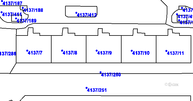 Parcela st. 4137/9 v KÚ Modřany, Katastrální mapa