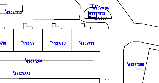 Parcela st. 4137/11 v KÚ Modřany, Katastrální mapa