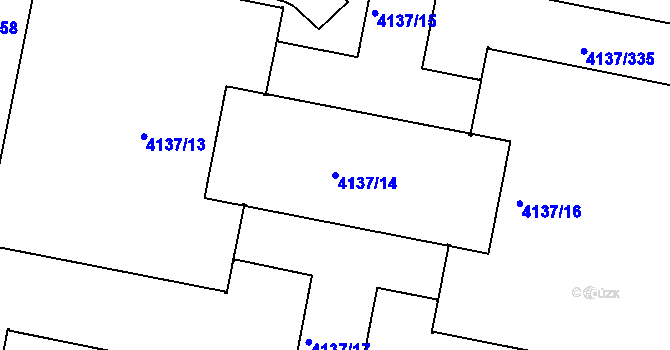 Parcela st. 4137/14 v KÚ Modřany, Katastrální mapa