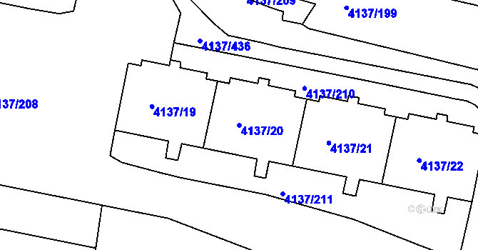 Parcela st. 4137/20 v KÚ Modřany, Katastrální mapa
