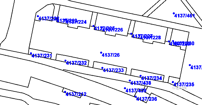 Parcela st. 4137/26 v KÚ Modřany, Katastrální mapa