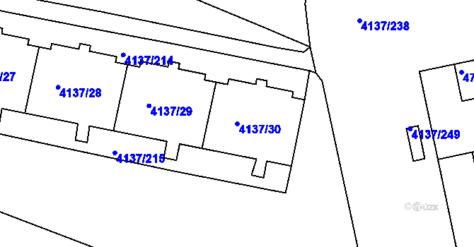 Parcela st. 4137/30 v KÚ Modřany, Katastrální mapa