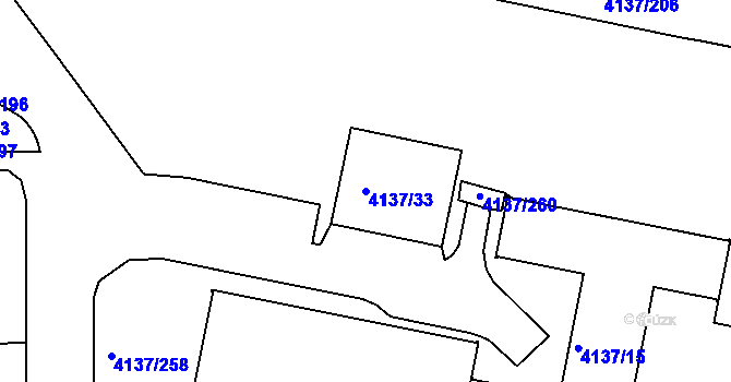 Parcela st. 4137/33 v KÚ Modřany, Katastrální mapa