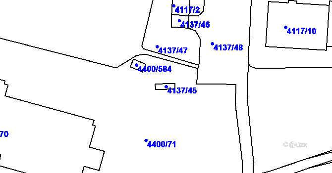Parcela st. 4137/45 v KÚ Modřany, Katastrální mapa