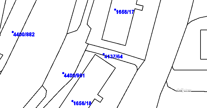 Parcela st. 4137/64 v KÚ Modřany, Katastrální mapa