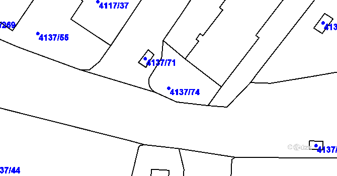 Parcela st. 4137/74 v KÚ Modřany, Katastrální mapa