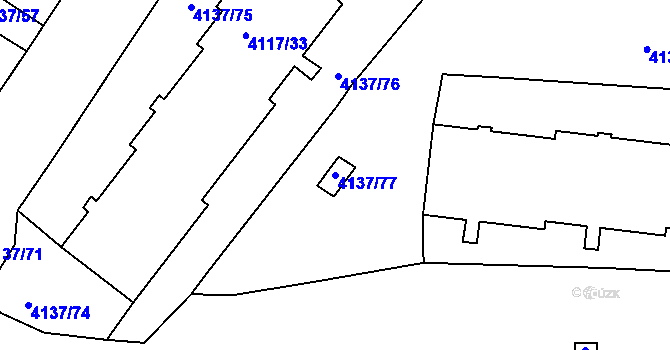 Parcela st. 4137/77 v KÚ Modřany, Katastrální mapa