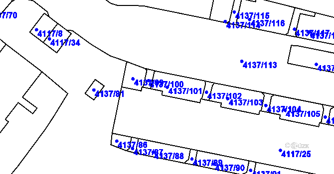 Parcela st. 4137/101 v KÚ Modřany, Katastrální mapa