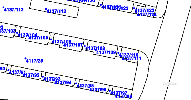 Parcela st. 4137/109 v KÚ Modřany, Katastrální mapa