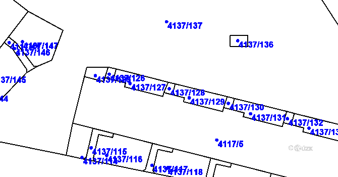 Parcela st. 4137/128 v KÚ Modřany, Katastrální mapa