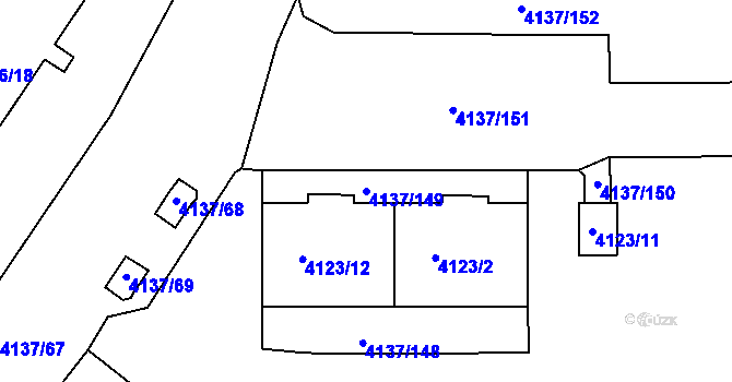 Parcela st. 4137/149 v KÚ Modřany, Katastrální mapa