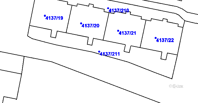 Parcela st. 4137/211 v KÚ Modřany, Katastrální mapa