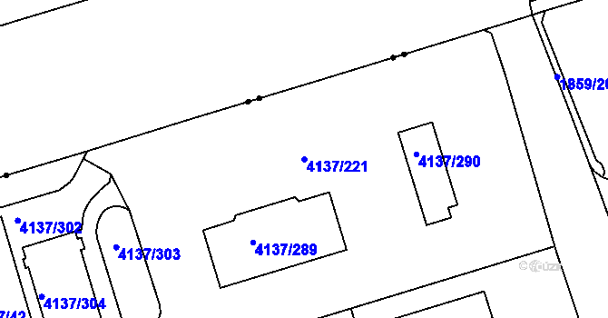 Parcela st. 4137/221 v KÚ Modřany, Katastrální mapa