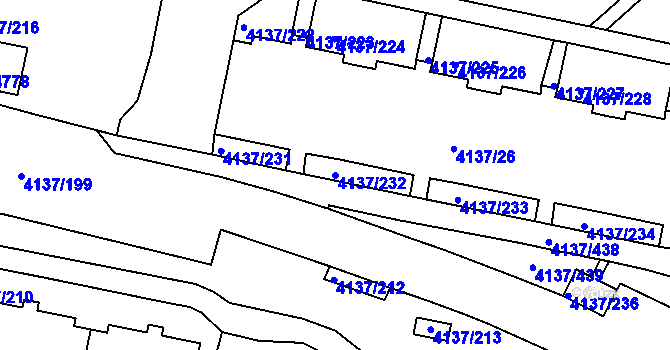 Parcela st. 4137/232 v KÚ Modřany, Katastrální mapa