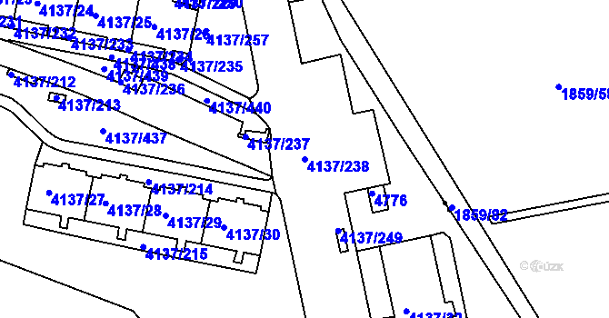 Parcela st. 4137/238 v KÚ Modřany, Katastrální mapa