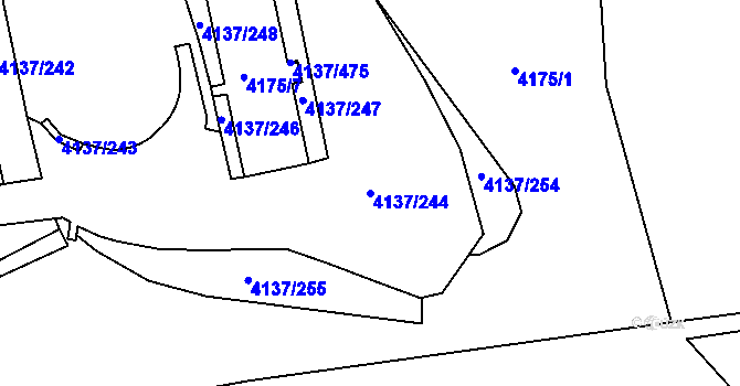 Parcela st. 4137/244 v KÚ Modřany, Katastrální mapa