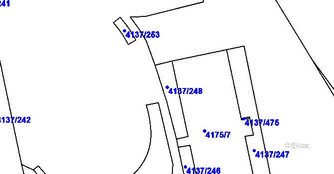 Parcela st. 4137/248 v KÚ Modřany, Katastrální mapa