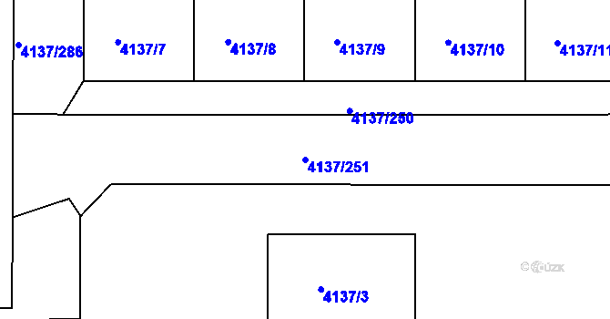 Parcela st. 4137/251 v KÚ Modřany, Katastrální mapa