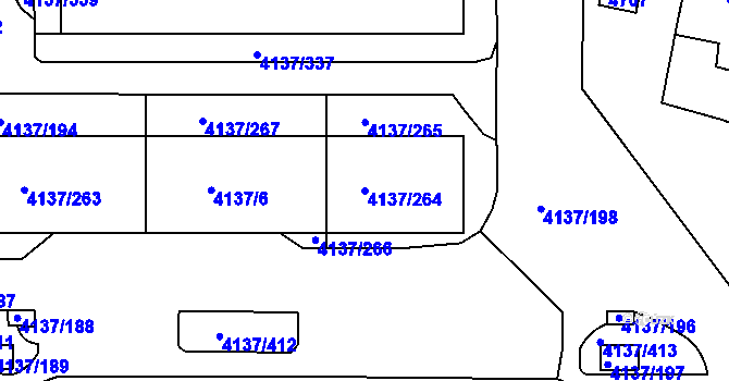 Parcela st. 4137/264 v KÚ Modřany, Katastrální mapa