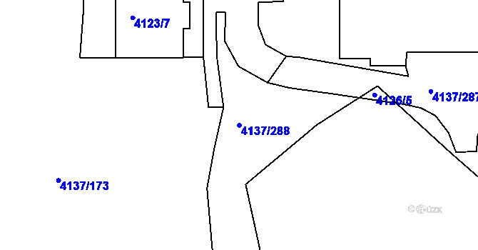 Parcela st. 4137/288 v KÚ Modřany, Katastrální mapa