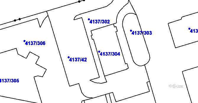 Parcela st. 4137/304 v KÚ Modřany, Katastrální mapa