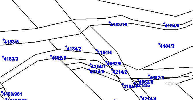 Parcela st. 4184/4 v KÚ Modřany, Katastrální mapa