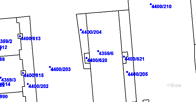 Parcela st. 4359/6 v KÚ Modřany, Katastrální mapa