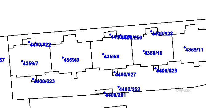 Parcela st. 4359/9 v KÚ Modřany, Katastrální mapa