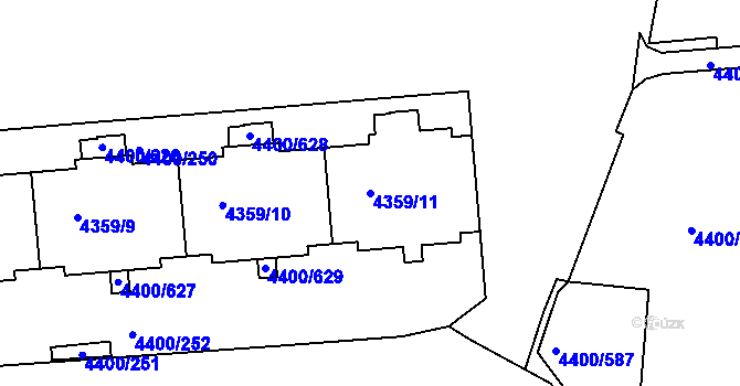 Parcela st. 4359/11 v KÚ Modřany, Katastrální mapa