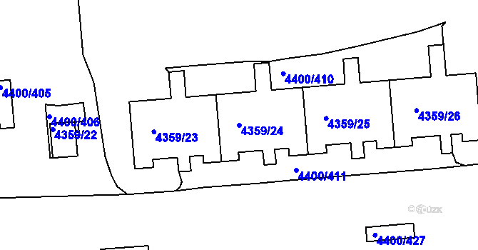 Parcela st. 4359/24 v KÚ Modřany, Katastrální mapa