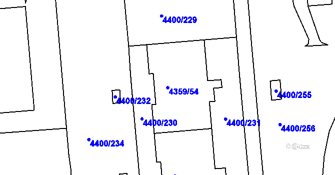 Parcela st. 4359/54 v KÚ Modřany, Katastrální mapa