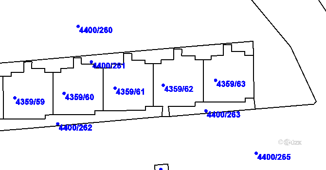 Parcela st. 4359/62 v KÚ Modřany, Katastrální mapa