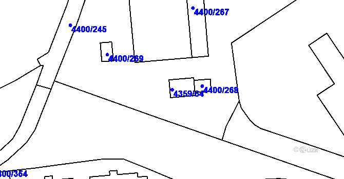 Parcela st. 4359/64 v KÚ Modřany, Katastrální mapa