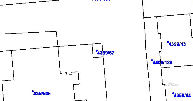 Parcela st. 4359/67 v KÚ Modřany, Katastrální mapa