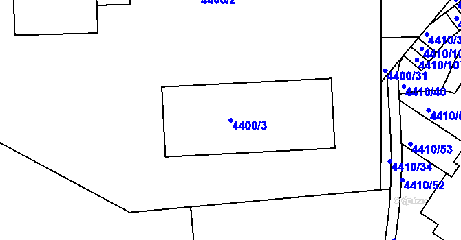 Parcela st. 4400/3 v KÚ Modřany, Katastrální mapa