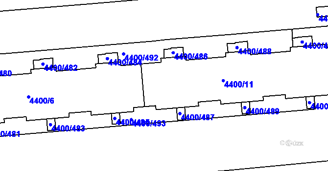 Parcela st. 4400/9 v KÚ Modřany, Katastrální mapa