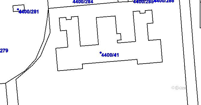 Parcela st. 4400/41 v KÚ Modřany, Katastrální mapa