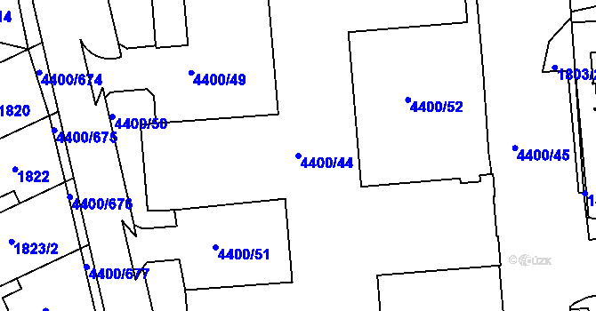 Parcela st. 4400/44 v KÚ Modřany, Katastrální mapa