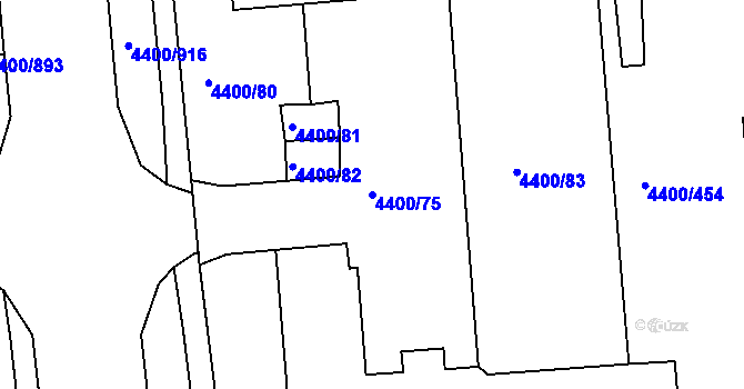 Parcela st. 4400/75 v KÚ Modřany, Katastrální mapa